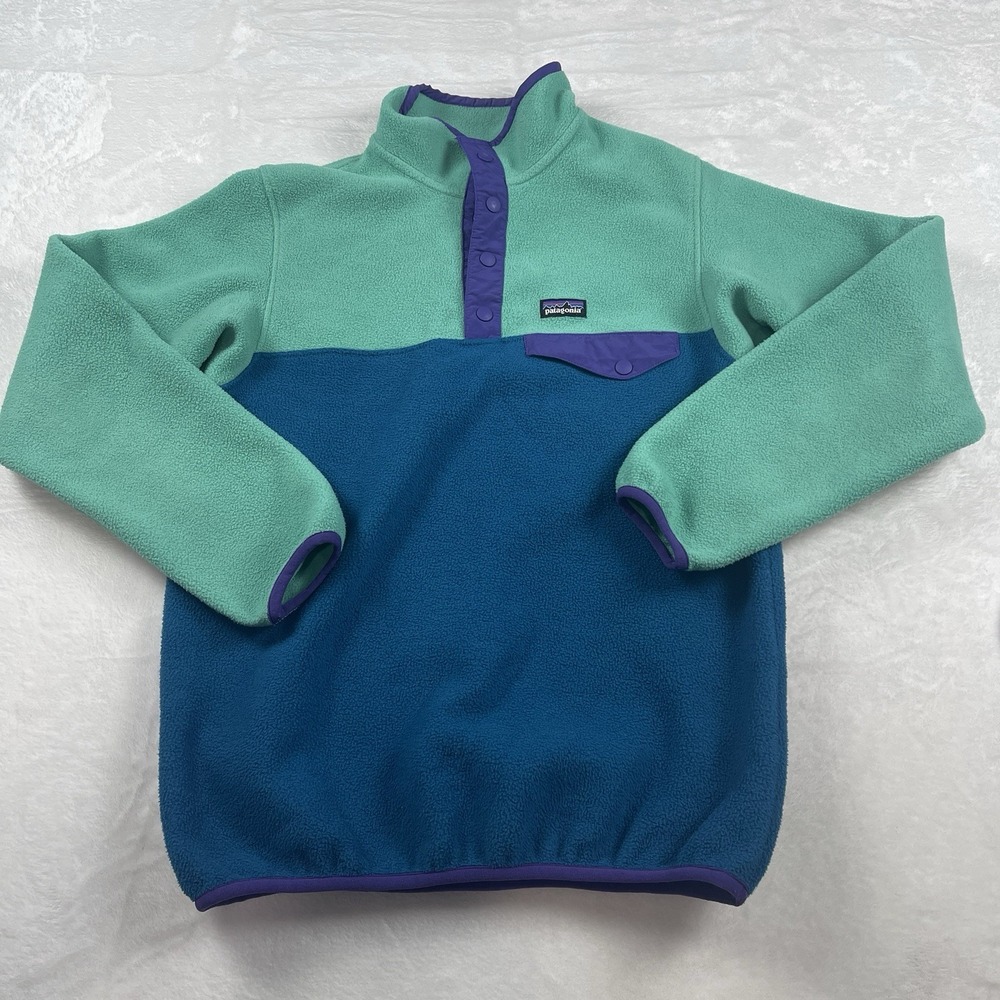 Patagonia Girls XL 14 Synchilla Snap-T Pullover Sweater Sweatshirt Colorful Flaw